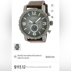 Fossil Brown and Gray Chronograph Watch NWT